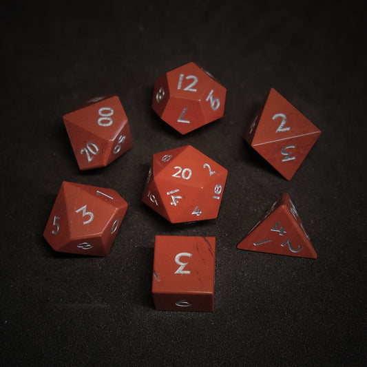 Natural Red Stone Gemstone Dice Set of 7