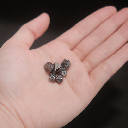 Vintage Mini Metal Dice Set - Antique Nickel