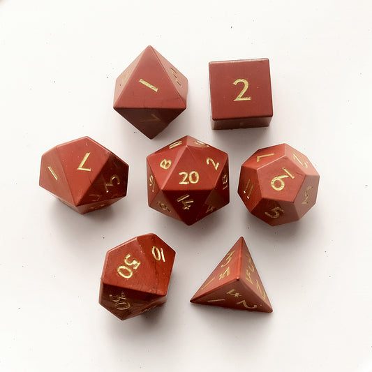 Set di dadi in pietra preziosa naturale di sangue sanguigno di 7 D6 con logo