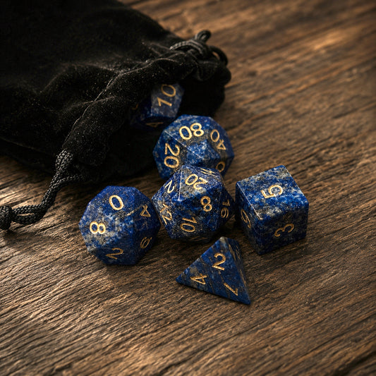 Ensemble de dés en pierres précieuses lapis-lazuli naturelles