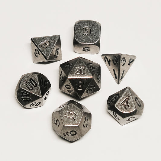 Vintage Metal Dice Set - Antique Nickel