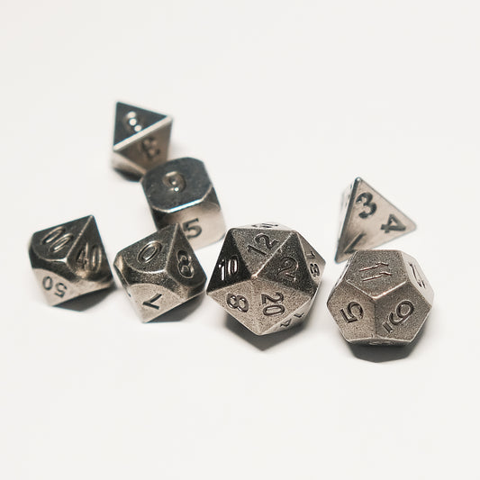 Vintage Metal Dice Set - Antique Nickel