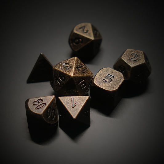Vintage Metal Dice Set - Antique Brass