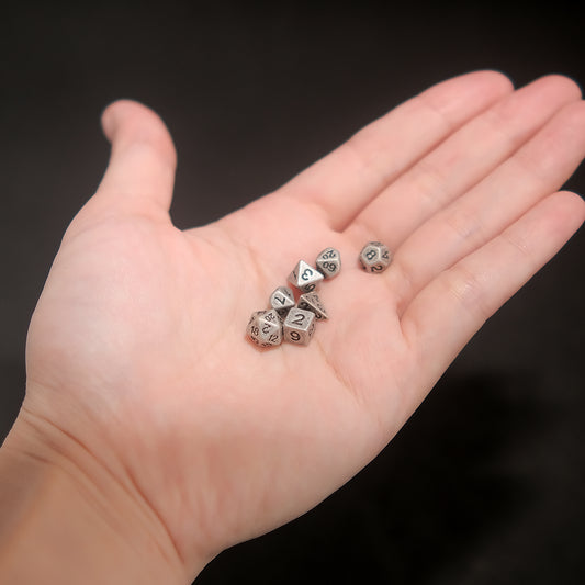 Vintage Mini Metal Dice Set - Silver Colour