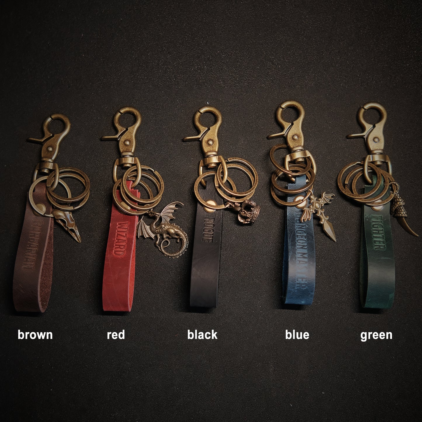 Personalized D&D Leather key rings_Red