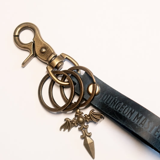 Personalized D&D Leather key rings_Blue