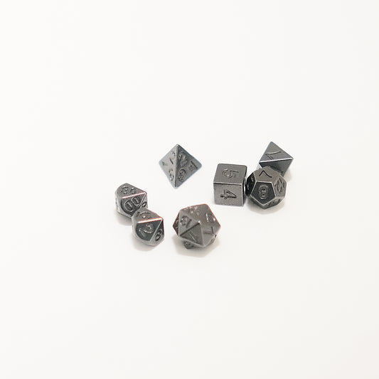 Vintage Mini Metal Dice Set - Antique Nickel
