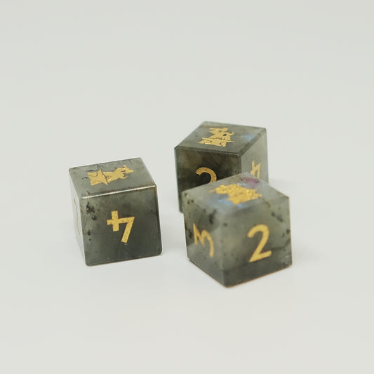 Natural Spectrolite Gemstone D6 Dice. Game accessories for table-top game, board game and rpg. Gift for game lover