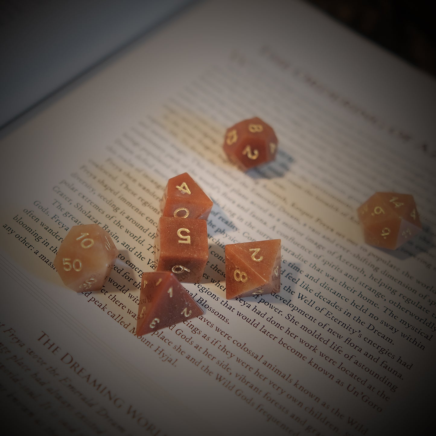 Set di dadi Element of Fire, set di dadi avventurina rossa naturale di 7