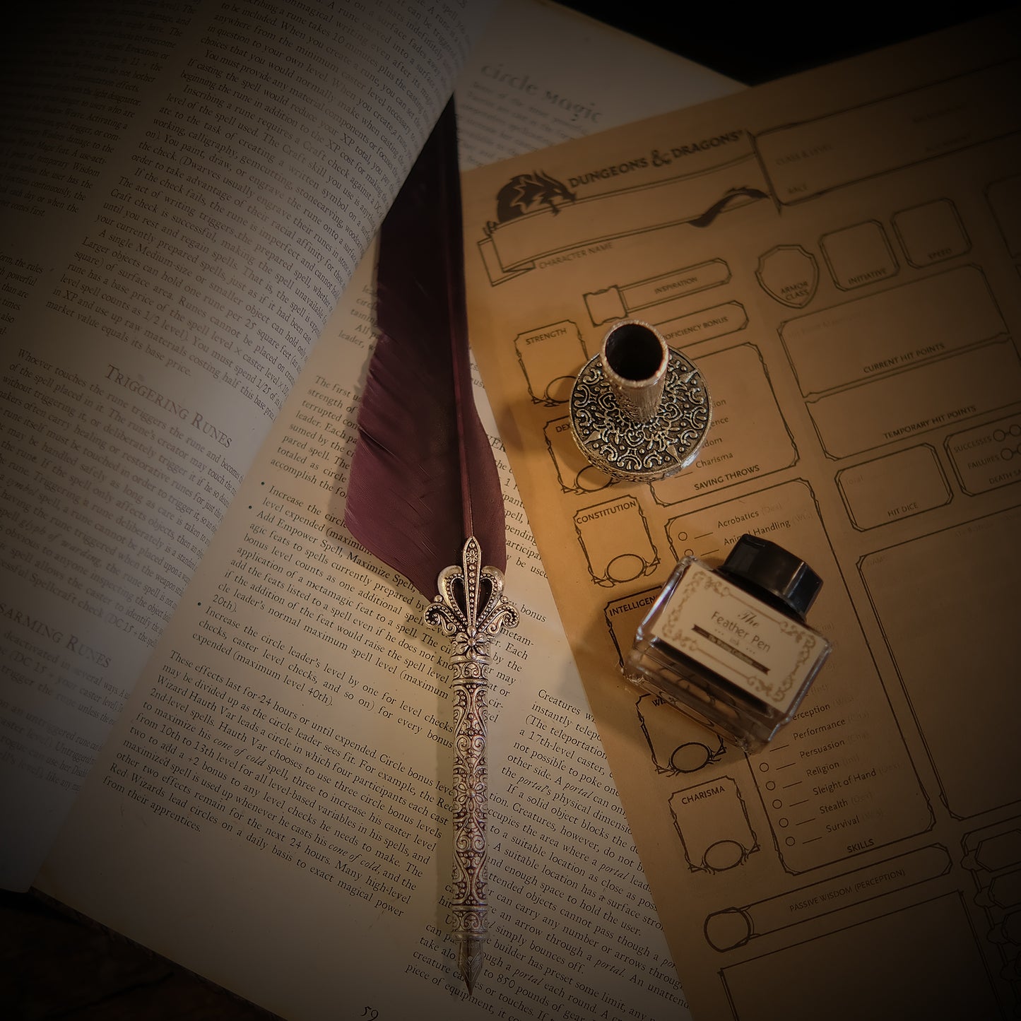 Vintage Style Dark Purple Quill Pen Gift Box Set, with Metal Pen Holder, 5 Nibs and 15ml Black Ink