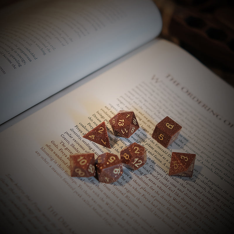 Sandstone Gemstone Dice Set of 7 for board game, dice game, table-top game, gift for gamer