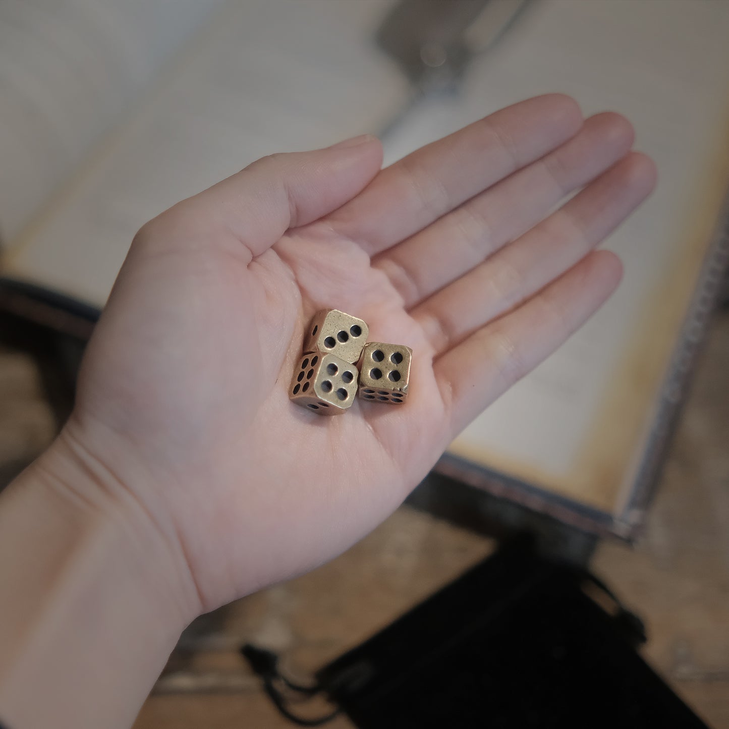 Vintage Copper D6 Metal Mini Dice Set (3 pcs) for board game, dice game, table-top game, gift for gamer