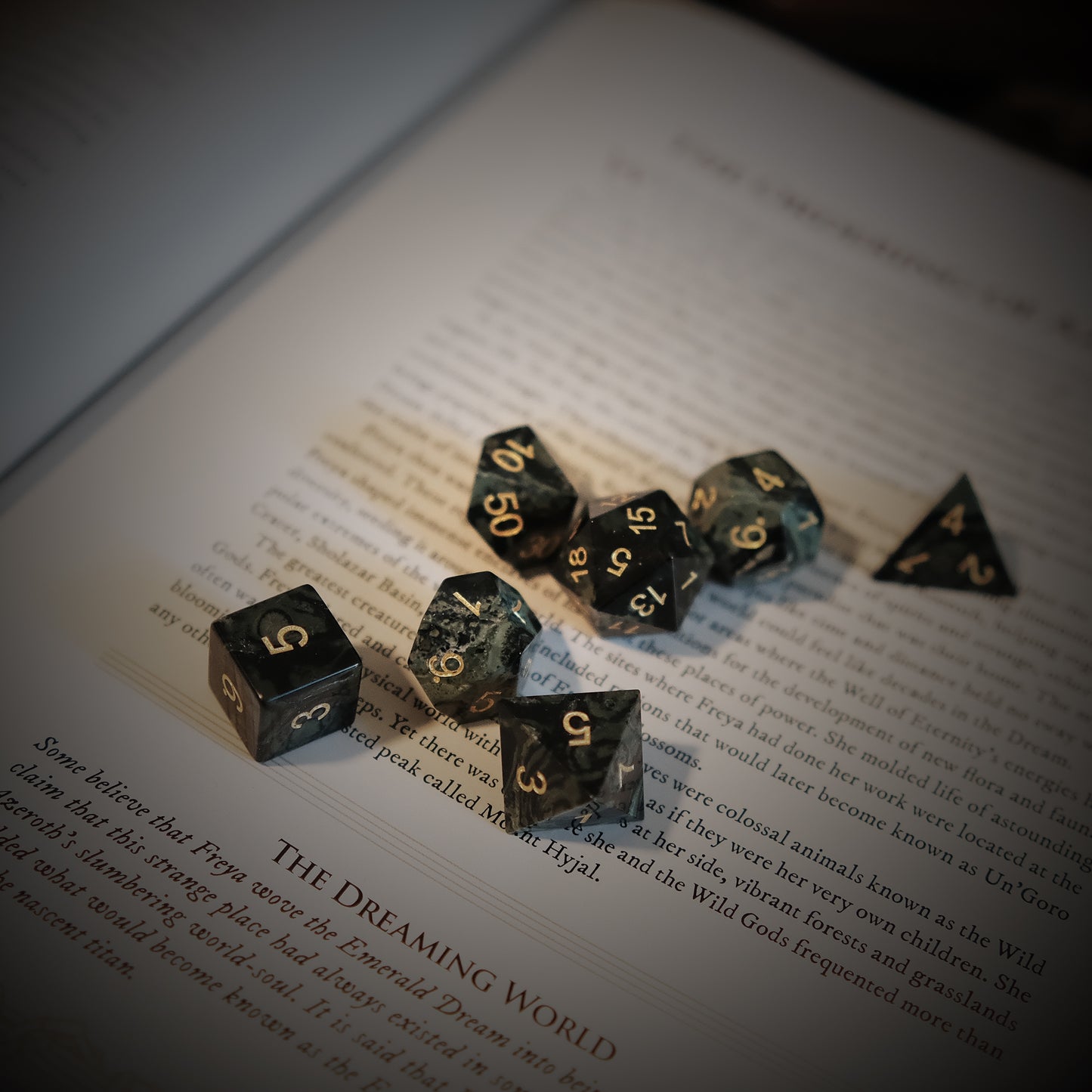 Lot de 7 dés en jaspe Kambaba naturel, jeux de rôle et jeux de cartes, cadeau pour joueur