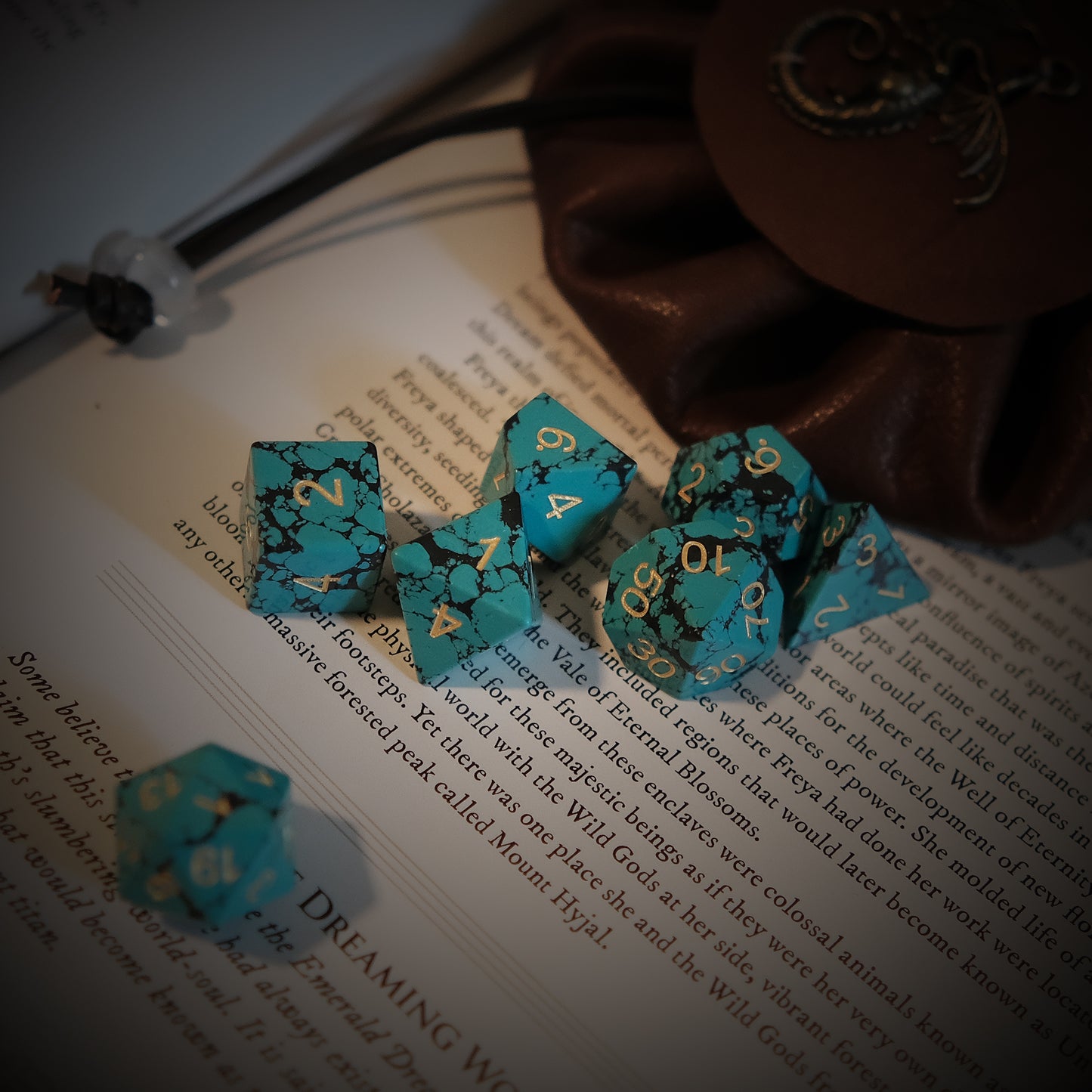 Set di dadi verde turchese Set di dadi con pietre preziose da 7