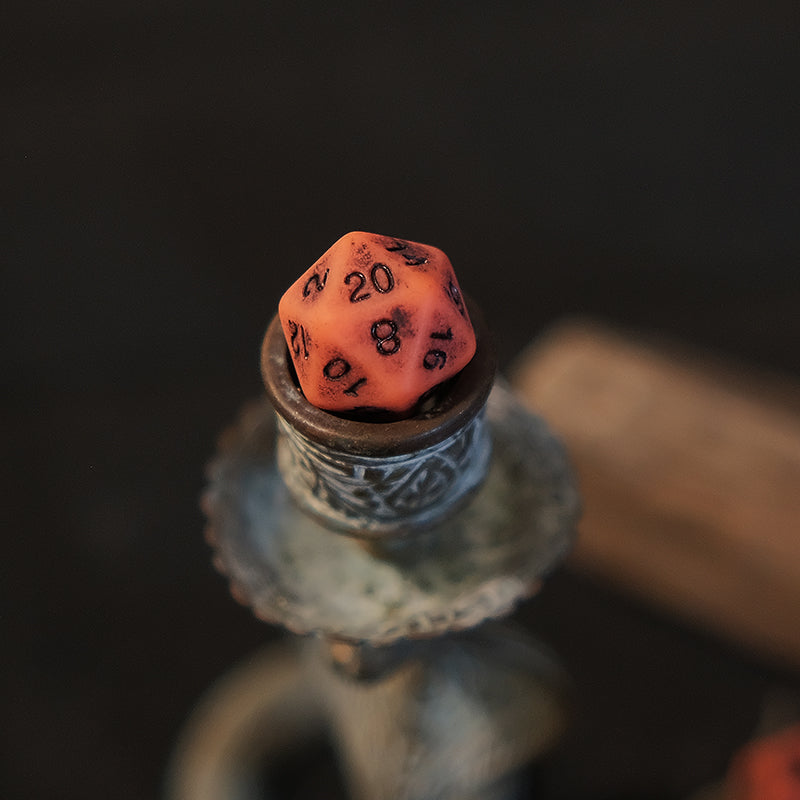 Combo / Handmade Leather Dice Bag / Stain Dice Set / Vintage Dice Set And Dice Bag / Blood Red Dice Combo