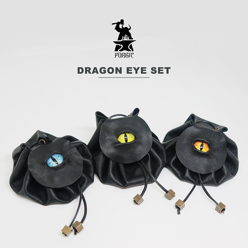 Handmade Leather Dragon Eye Dice Bag / Eye of the Fire Dragon / Suitable For 3 Sets Of Dice / Orange Eye. Game accessories for table-top game, board game and rpg game lover