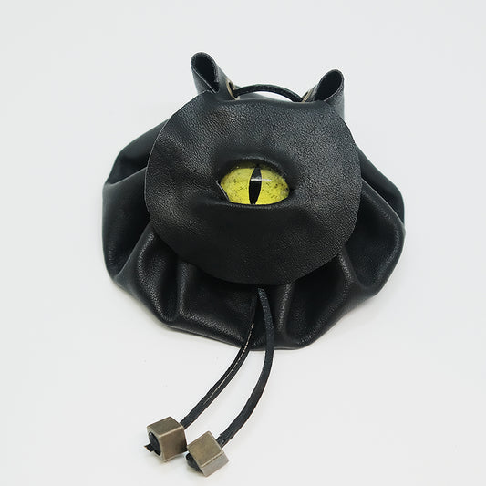 Handmade Leather Dragon Eye Dice Bag / Eye of the Life Dragon / Suitable For 3 Sets Of Dice / Green Eye for board game, dice game, table-top game, gift for gamer