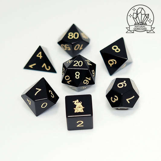 Natural Obsidian Dice Set Gemstone Dice Set of 7 for board game, dice game, table-top game, gift for gamer