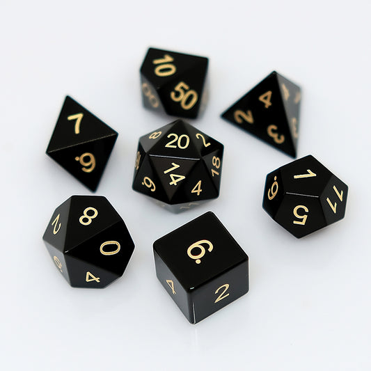 Natural Obsidian Dice Set Gemstone Dice Set of 7 for DND Board Game And Card GameNatural Obsidian Dice Set Gemstone Dice Set of 7 for board game, dice game, table-top game, gift for gamer