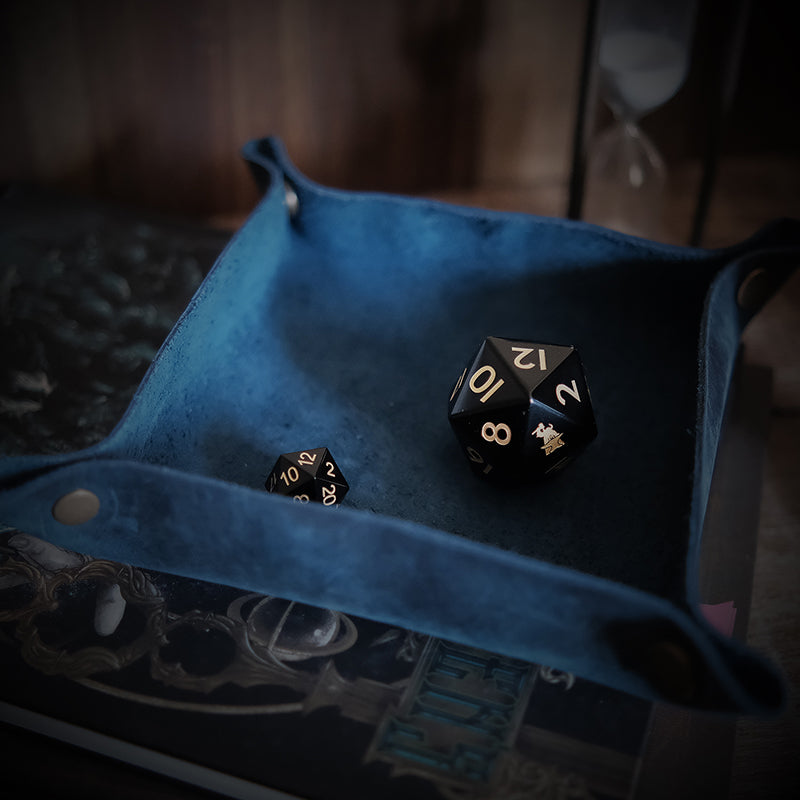 Natural Obsidian Large D20 Single Gemstone Dice Jumbo D20 Dice for DND Board Game And Table-top Game D6 with Forgic Logo. Gift for Gamer