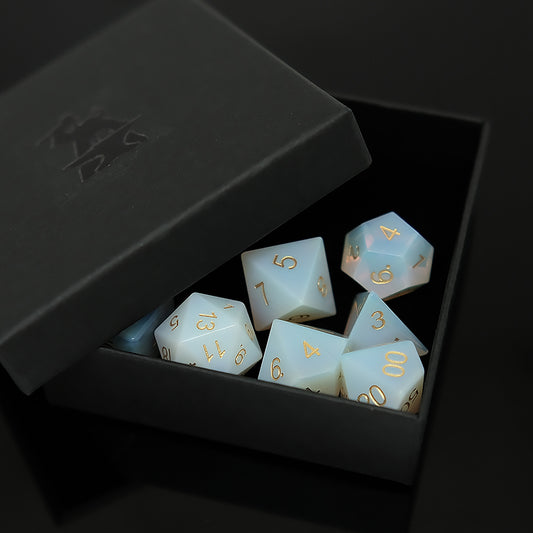 Opalite Dice Set Gemstone Dice Set of 7 for DND Dice Game Board Game for board game, dice game, table-top game, gift for gamer
