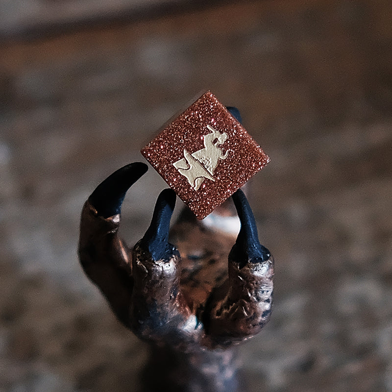 Sandstone Gemstone Dice Set of 7 Clearly Font —— D6 with Forgic Logo