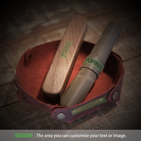 Handmade Leather Dice Tray_Green Hexagon