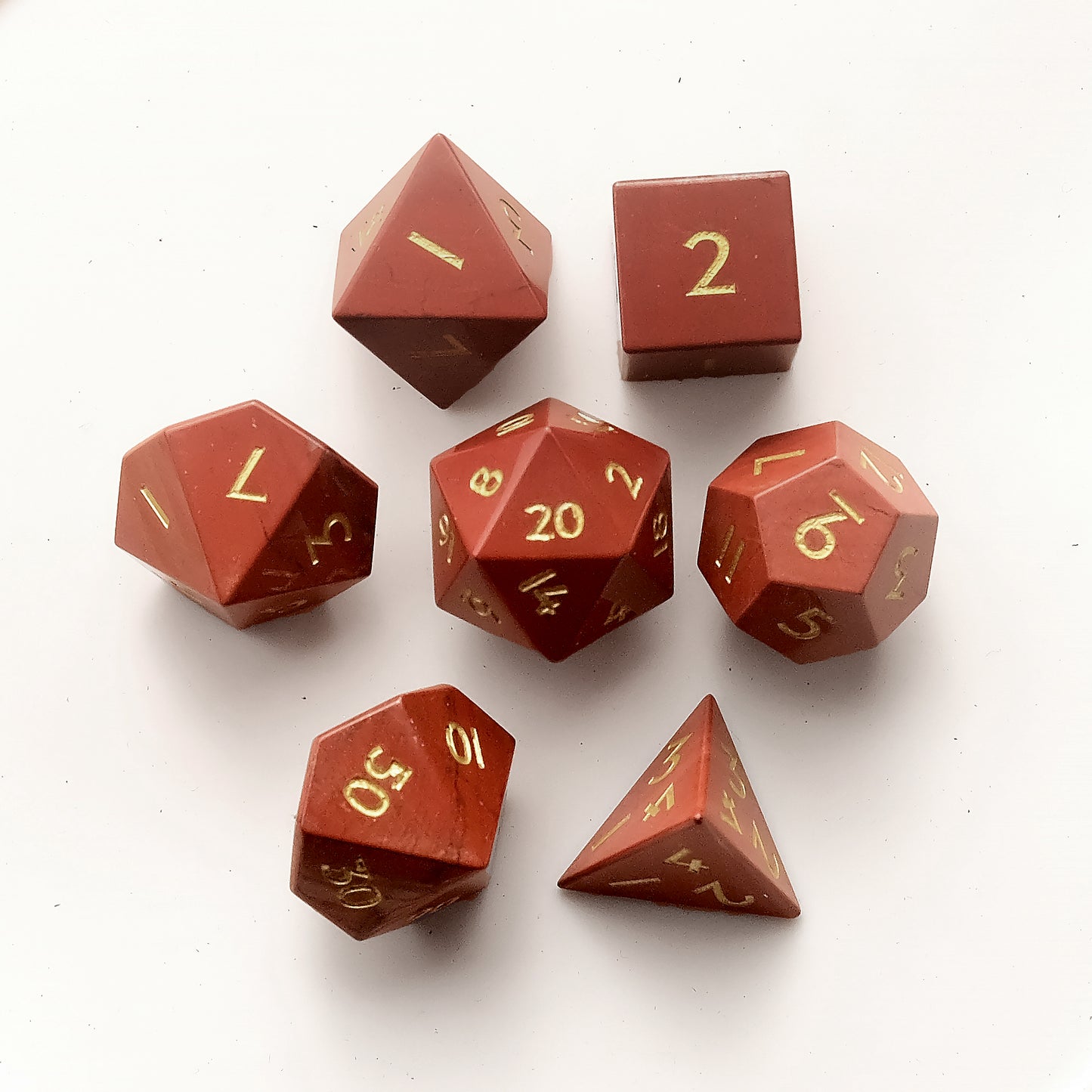 Set di dadi in pietra preziosa naturale di sangue sanguigno di 7 D6 con logo