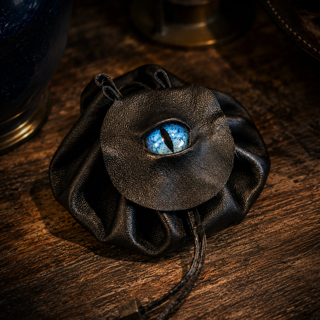 Soft Leather Dice Bag with Blue Dragon Eye