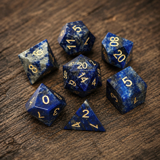 Ensemble de dés en pierres précieuses lapis-lazuli naturelles