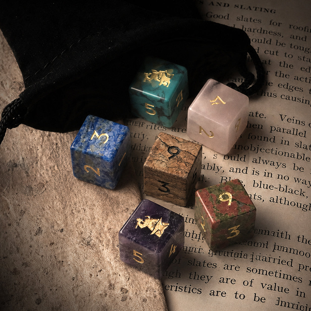 Blind Gemstone D6 Dice Set of 6