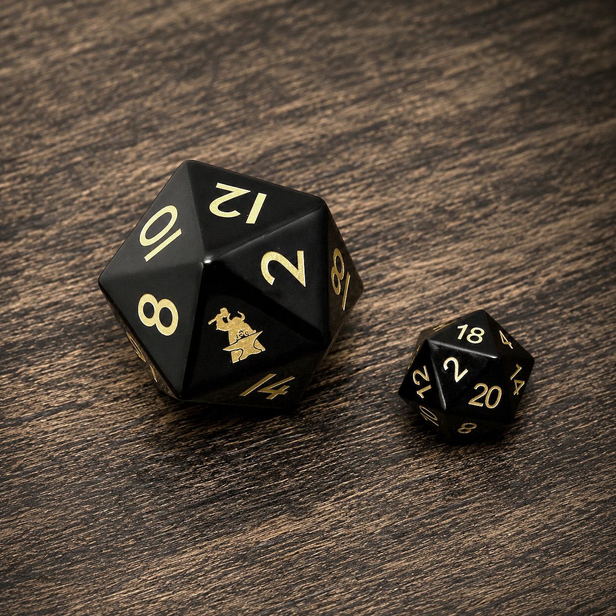 Natural Obsidian Large D20 Gemstone Dice with Forgic Logo