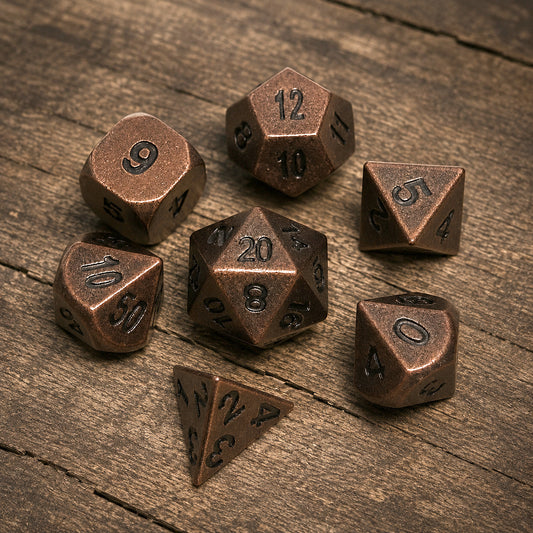 Vintage Metal Dice Set - Antique Copper