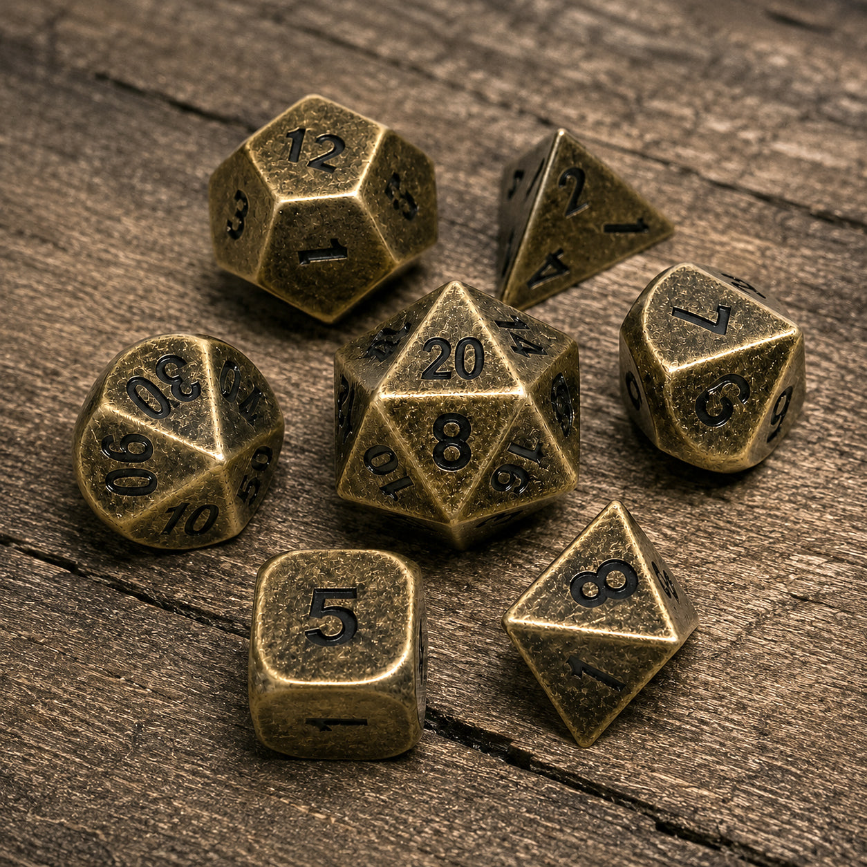 Vintage Metal Dice Set - Antique Brass