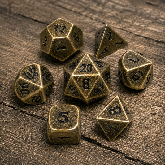 Vintage Metal Dice Set - Antique Brass