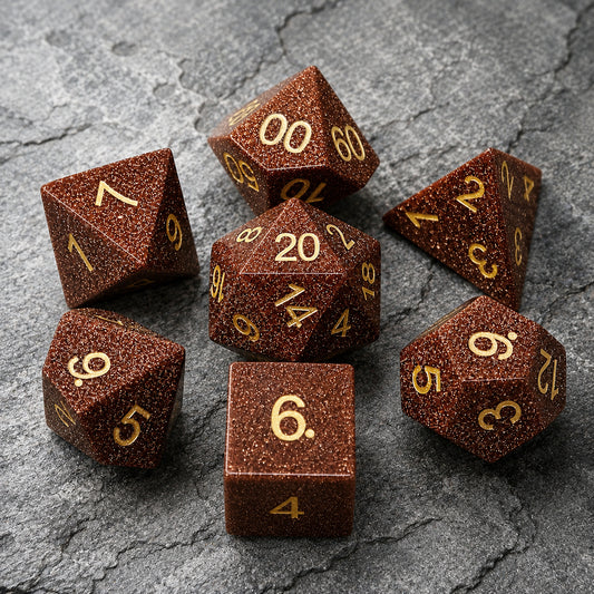 Set di 7 dadi in pietra preziosa di arenaria per giochi di ruolo Gioco di dadi Gioco da tavolo Regalo per giocatori