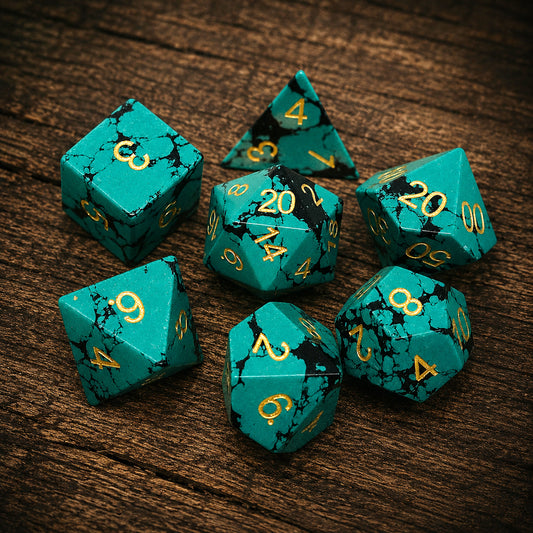 Ensemble de dés turquoise vert Ensemble de dés de pierres précieuses de 7