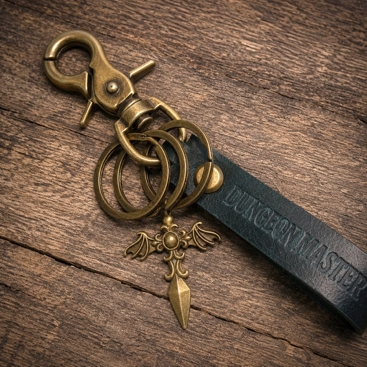 Personalized D&D Leather key rings_Blue