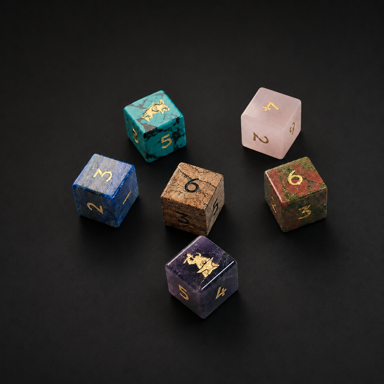 Blind Gemstone D6 Dice Set of 6