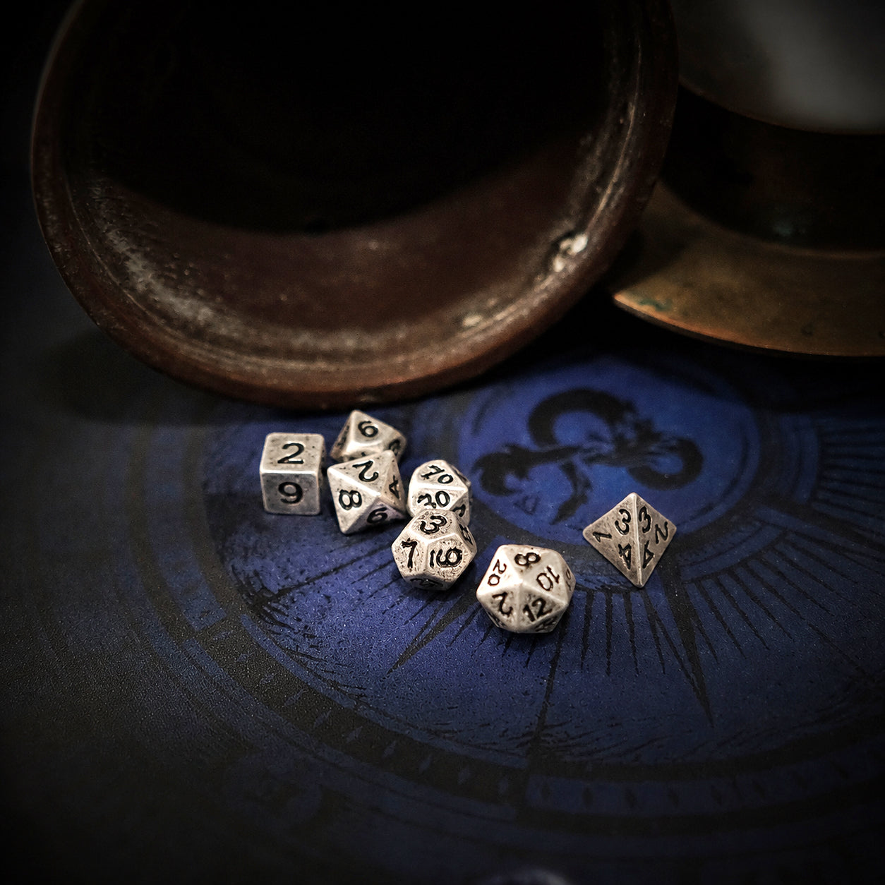 Vintage Mini Metal Dice Set - Silver Colour