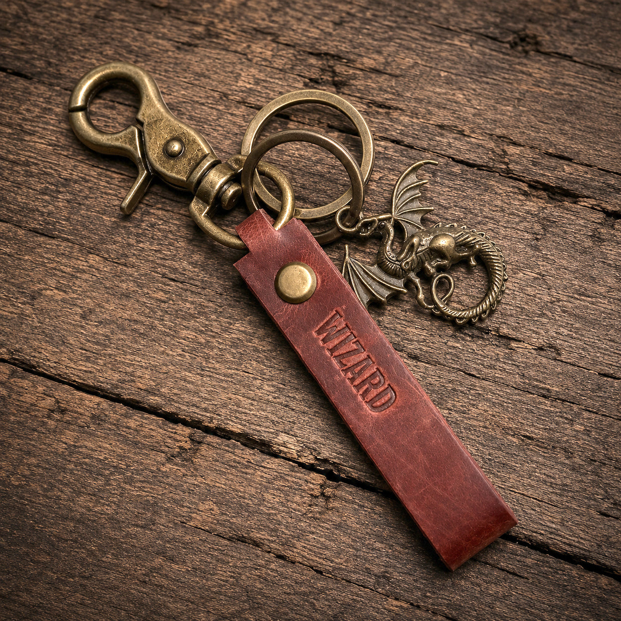Personalized D&D Leather key rings_Red