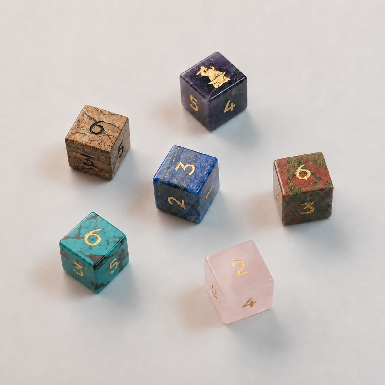 Blind Gemstone D6 Dice Set of 6