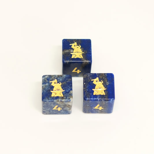 Natural Lapis Lazuli Gemstone D6 Dice. Game accessories for table-top game, board game and rpg. Gift for game lover