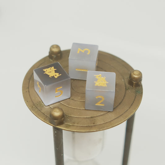 Grey Cat's Eye D6 Dice Set of 3 with Logo Gemstone D6 Dice for Dice Game RPG Game Board Game Table-Top Game