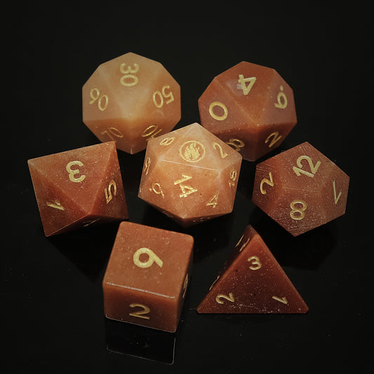 Element of Fire Dice Set, Natural Red Aventurine Dice Set of 7, DND Role Playing Games and Gift for Gamer