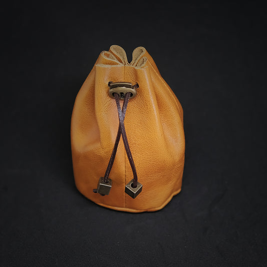 Leather Dice Bag Yellow Suitable For 5-6 Sets Of Dice. Game accessories for table-top game, board game and rpg. Gift for game lover