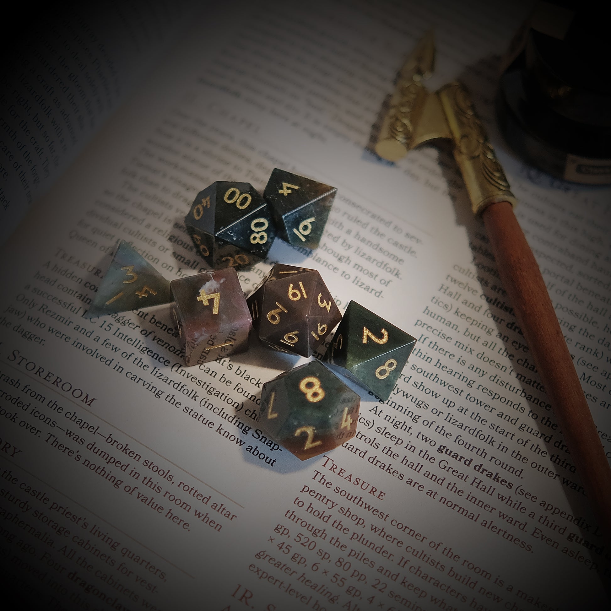 Wyrmwood Bloodstone Dice Natural Indian Agate Gemstone Dice Set Of