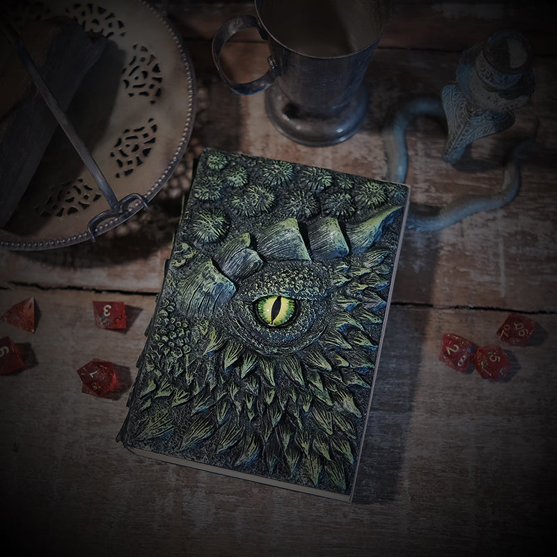 3D Dragon Eye Blank A5 Notebook  Dragon of Life Element, Green Dragon Notebook, Sketchbook, Diary