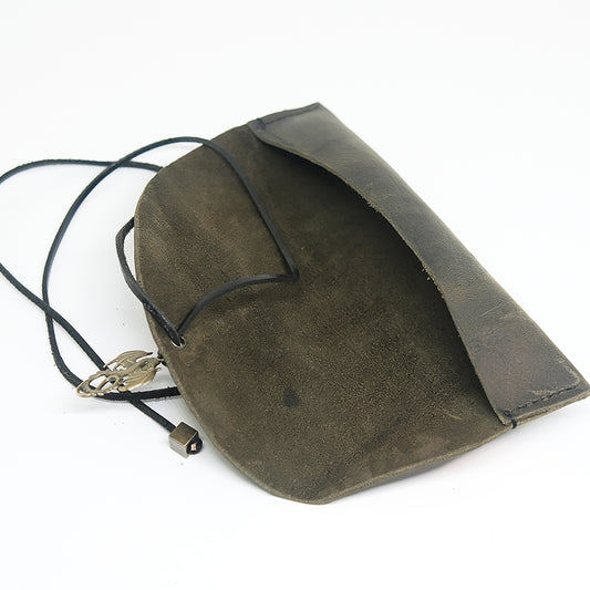 Handmade Leather Dice Bag Metal Dragon Suitable For 1 Sets Of Dice / Vintage Dark Olive Dice Bag / Pancil Case