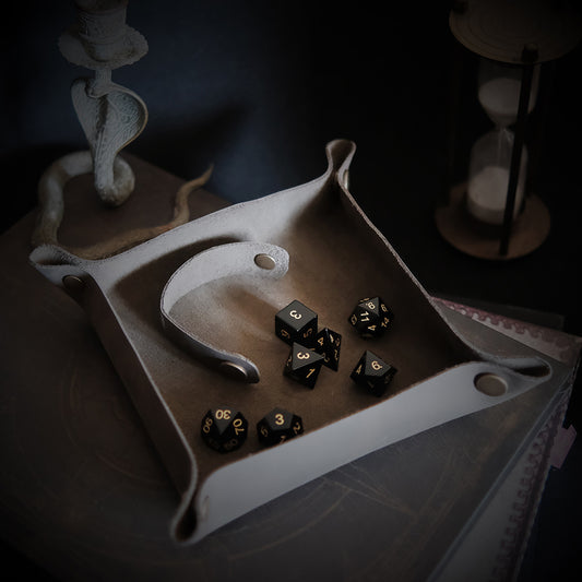 Handmade Leather Dice Tray, Dice Rolling Tray, Dark Olive Leather Dice Rolling Mat, Dice for RPG Games, Rolling Tray for Dice Game